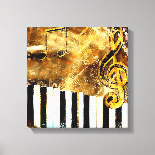 Musical Grunge Wrapped Canvas Print