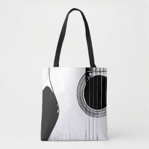 Musical Guitar Black White Abstract Tote Bag