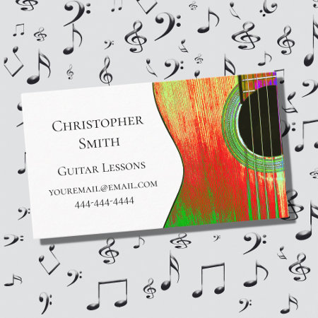 Musical Guitar Lessons Red Green Business Card