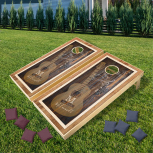 Musical Guitar Monogram Cornhole Set