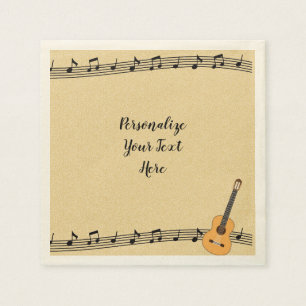 Musical Guitar & Sheet Music Personalize Party Napkins