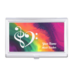 Musical Heart and Rainbow Nebula Customized Business Card Case