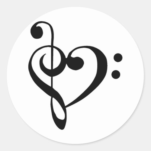 Musical Heart Classic Round Sticker
