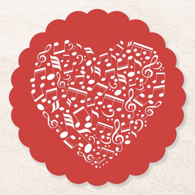 Musical Heart custom color paper coasters (Front)