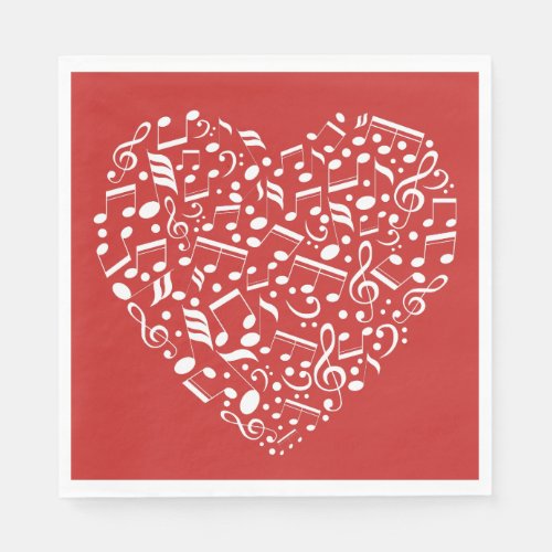 Musical Heart custom color paper napkins