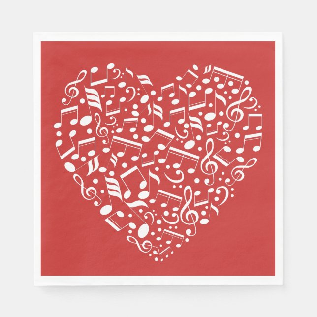 Musical Heart custom color paper napkins (Front)