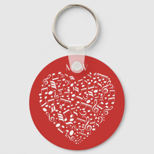 Musical Heart custom monogram & color key chains