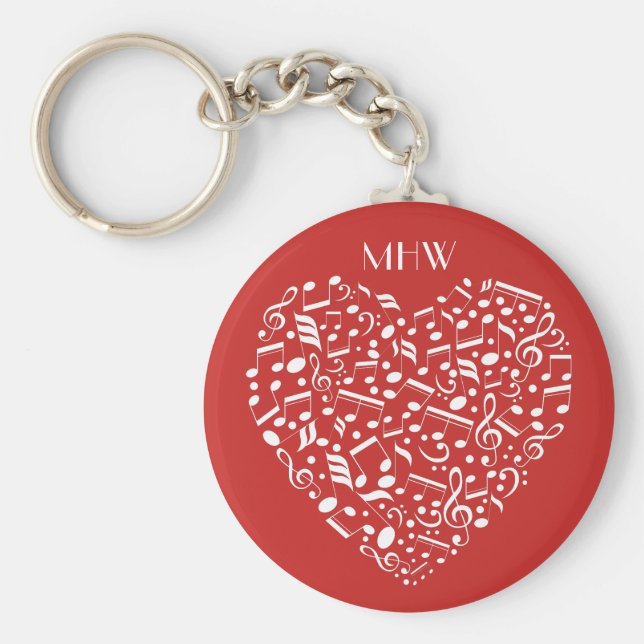 Musical Heart custom monogram & color key chains (Front)