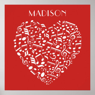 Musical Heart custom name & color poster
