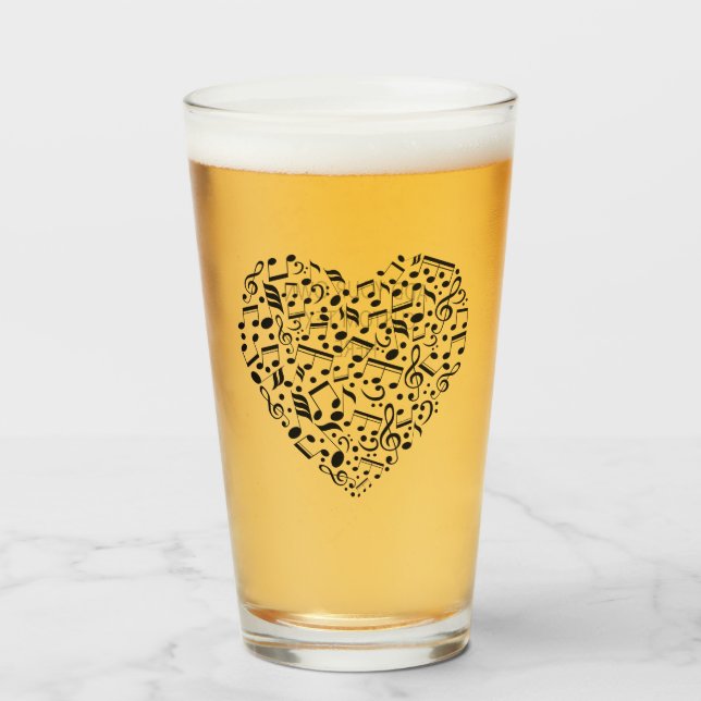 Musical Heart custom text pint glass (Front Filled)