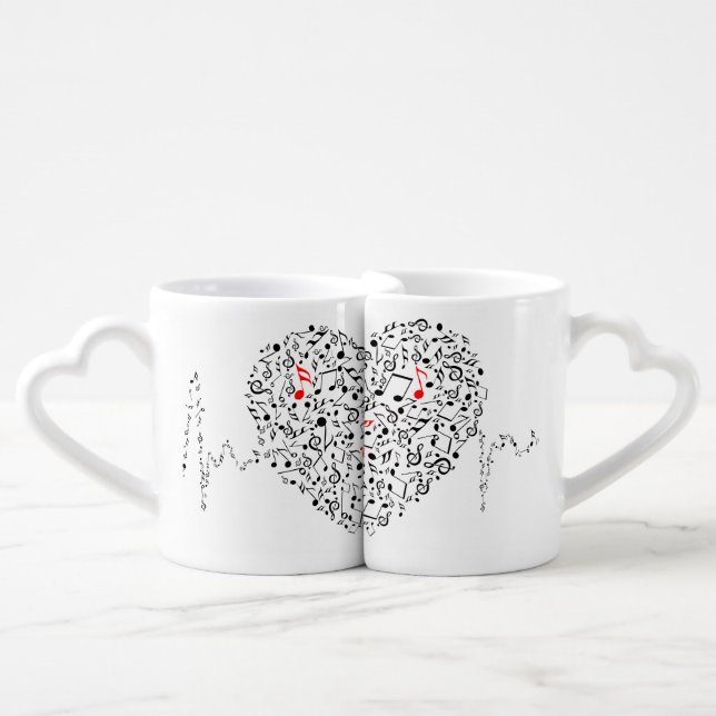 Musical Heart Illustration Coffee Mug Set (Front Nesting)