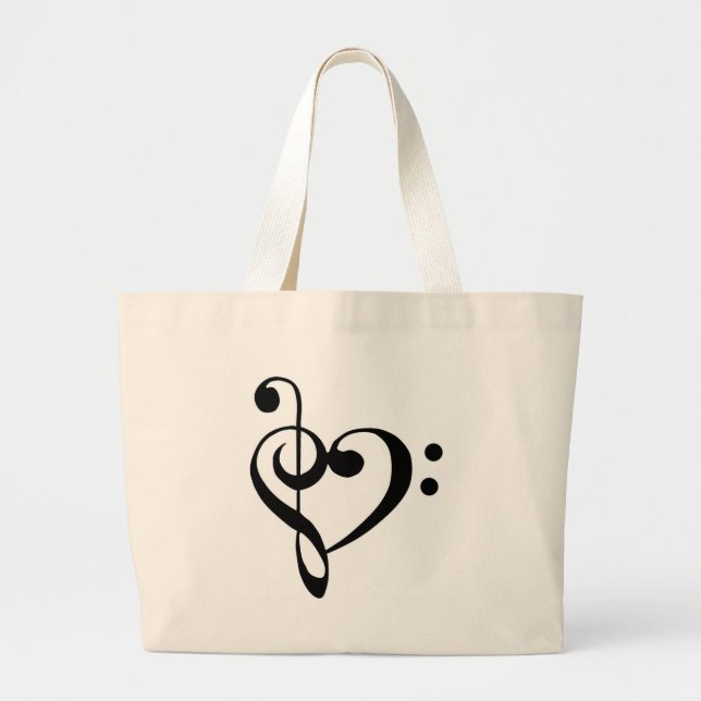 Musical Heart Large Tote Bag (Front)