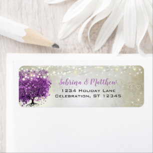 Musical Heart Leafed Tree Plum Return Address Label