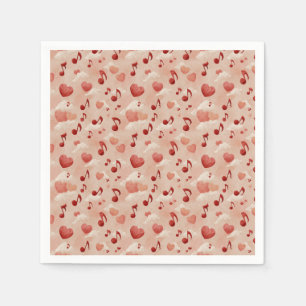 Musical Hearts and Clouds Valentines Pattern Napkins