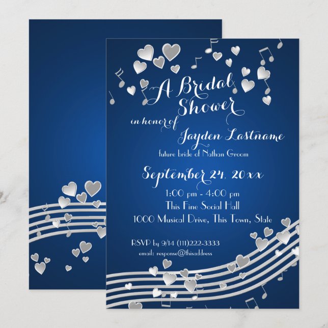 Musical Hearts Bridal Shower Invitation (Front/Back)