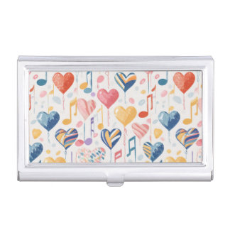 Musical hearts business card case