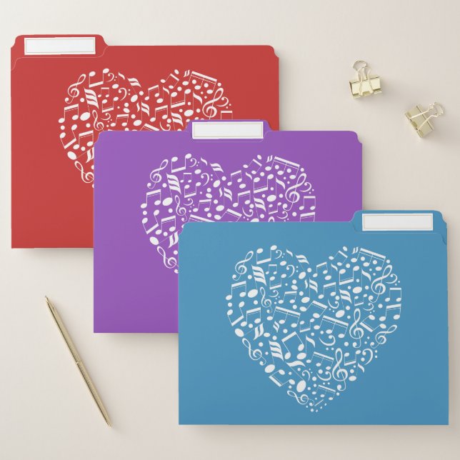 Musical Hearts custom color file folder set (Set)