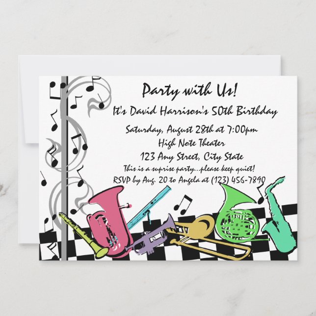 Musical Hip Hop Invite (Front)