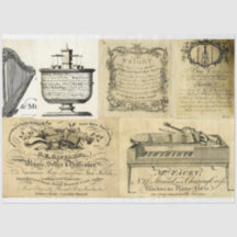 Musical instrumennt advertisements decoupage paper
