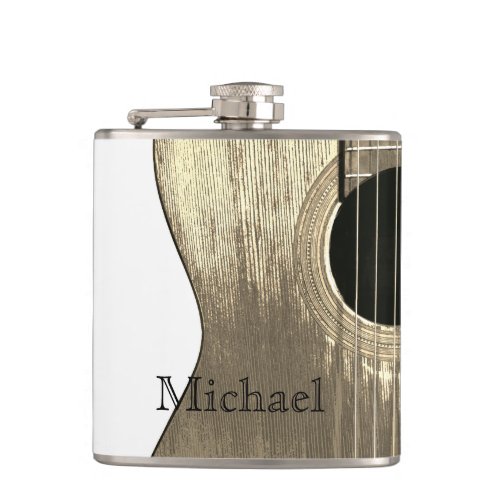 Musical Instrument Abstract Guitar Beige  Flask