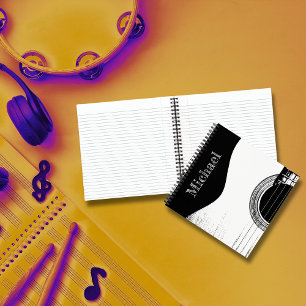 Musical Instrument Abstract Guitar Black White Notebook