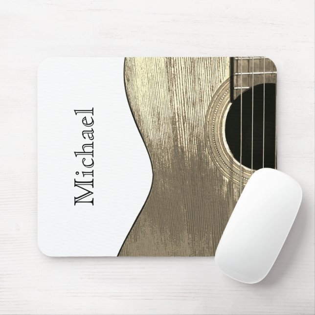 Musical Instrument Acoustic Guitar Abstract Beige Mouse Pad (With Mouse)