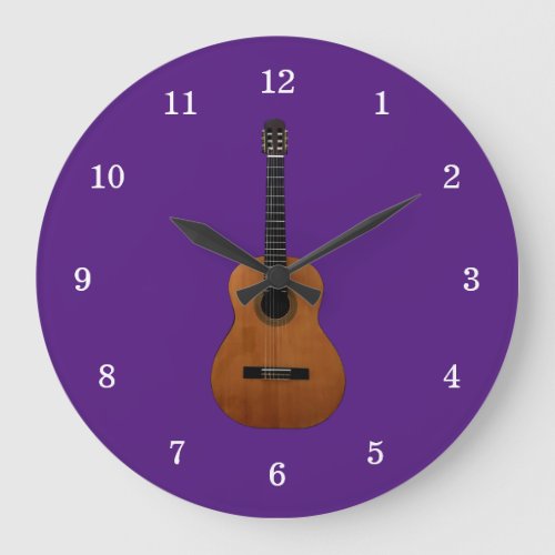 Musical Instrument Acoustic Guitar Trendy Purple Large Clock