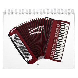 Musical instrument cartoon illustration calendar