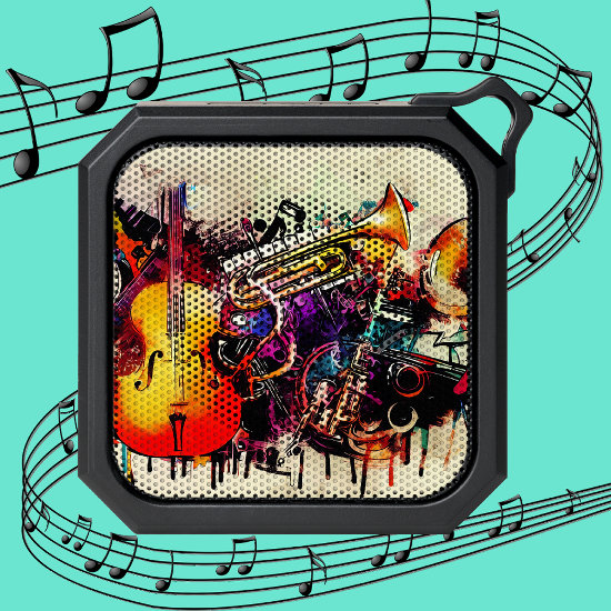 Musical Instrument Collage in Bold Colors Bluetooth Speaker