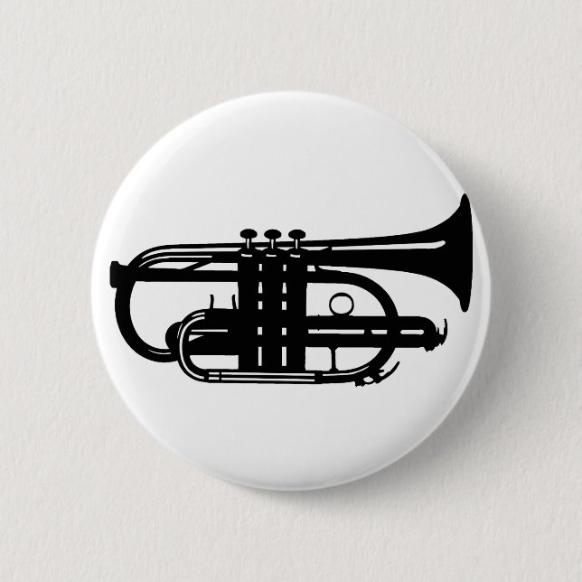 Musical instrument cornet - Musicians Pinback Button (Front)