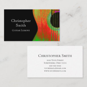 Musical Instrument Guitar Lessons Black  Business Card