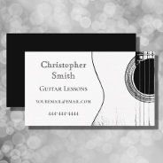 Musical Instrument Guitar Lessons Black White  Business Card at Zazzle