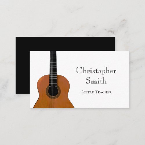 Musical Instrument Guitar Lessons Black White Business Card