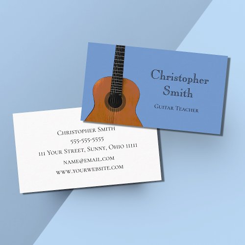 Musical Instrument Guitar Lessons Blue Business Card
