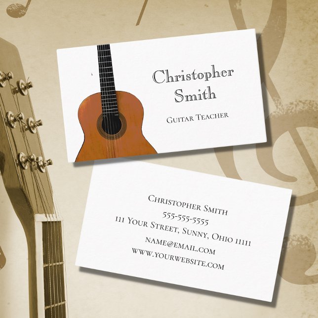 Musical Instrument Guitar Lessons Business Card (Creator Uploaded)