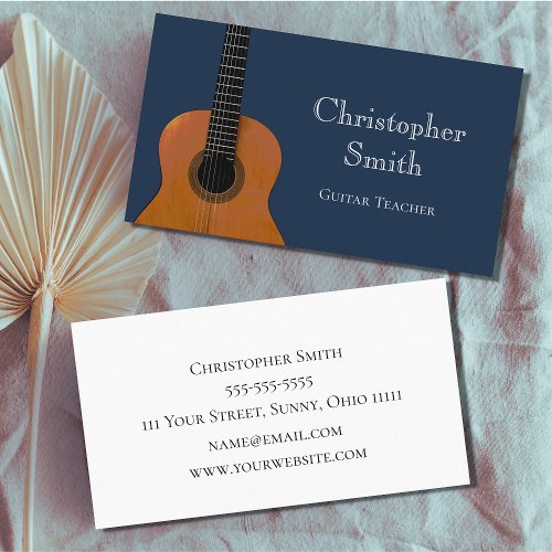 Musical Instrument Guitar Lessons Navy Blue Business Card