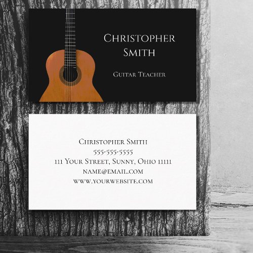 Musical Instrument Guitar Music Teacher Black Business Card