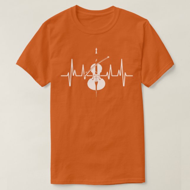 Musical Instrument Heartbeat Cello T-Shirt (Design Front)
