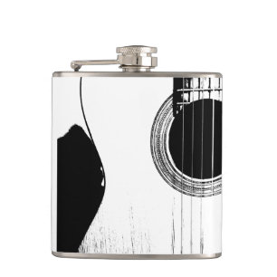 Musical Instrument Modern Guitar Black White Flask