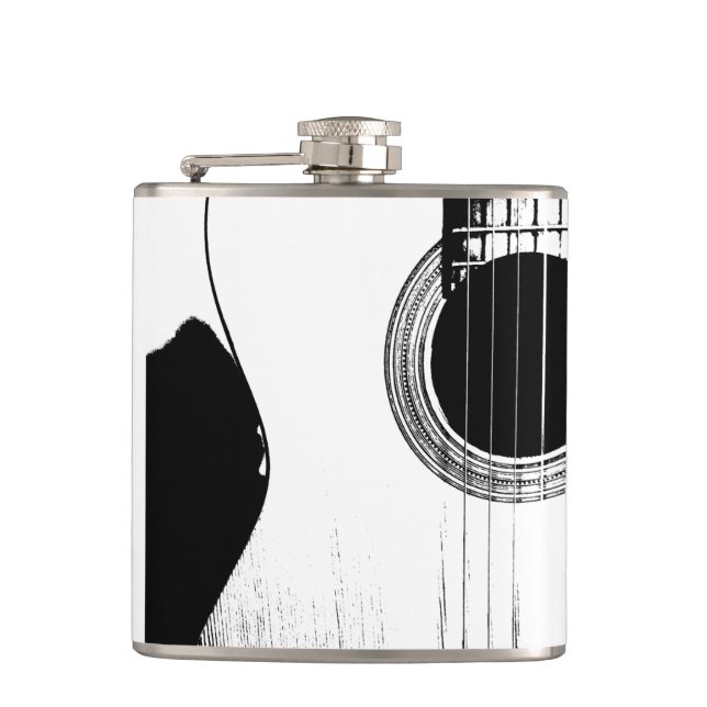 Musical Instrument Modern Guitar Black White Flask (Front)