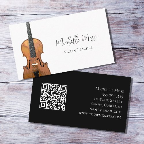Musical Instrument QR code Violin Teacher  Business Card