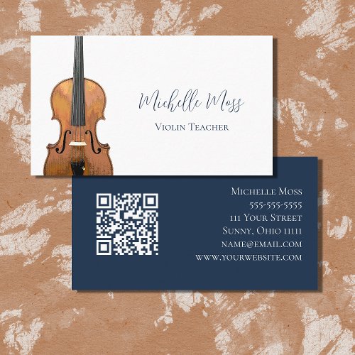 Musical Instrument QR code Violin Teacher  Business Card