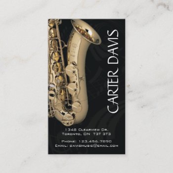 Musical Instrument - Saxaphone Business Card by fireflidesigns at Zazzle