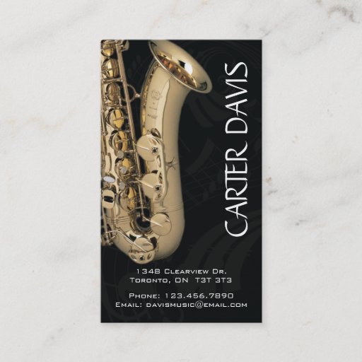 Customizable Musical Instrument - Saxaphone Business Card Templates