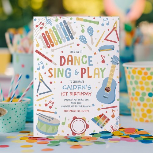 Musical Instrument Sing Dance Play Birthday Party Invitation