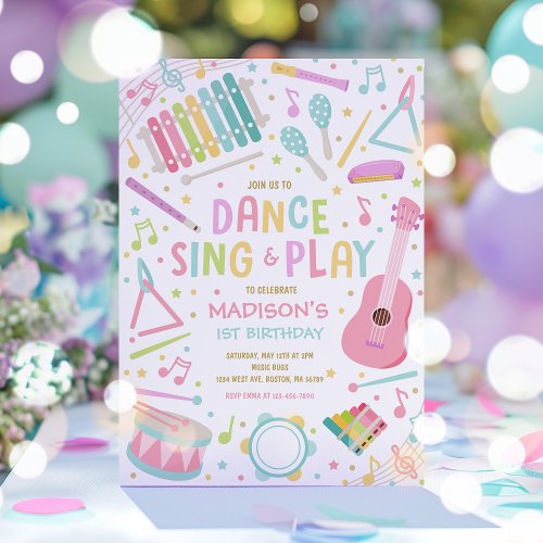 Musical Instrument Sing Dance Play Birthday Party Invitation