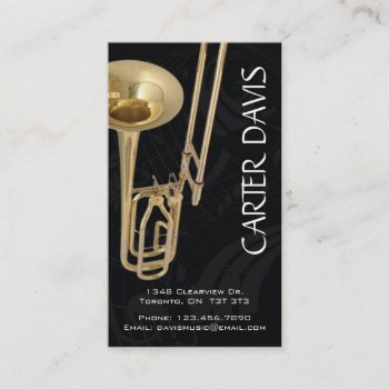 Musical Instrument - Trombone Business Card by fireflidesigns at Zazzle
