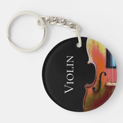 Musical Instrument Violin Black Keychain