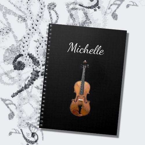 Musical Instrument Violin Black White Notebook
