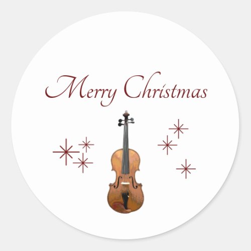 Musical Instrument Violin Christmas Classic Round Sticker